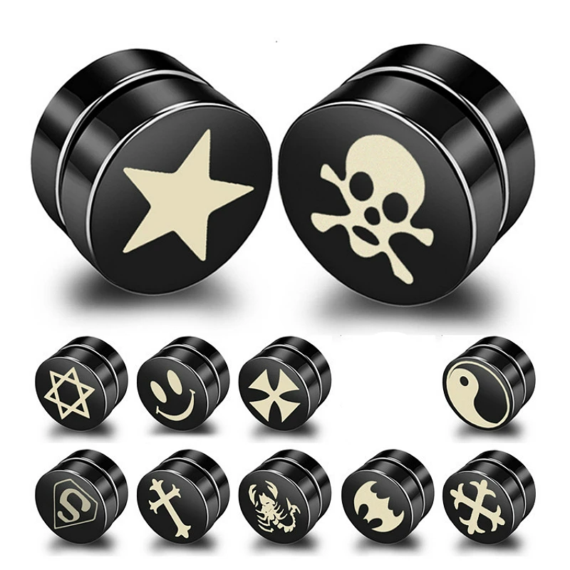 

Stainless Steel Fake Piercing Clip Earrings Jewelry For Men Pop Hip Hop Party Magnet Rock Punk Earrings Female No Allergies