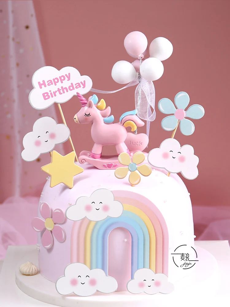 Декоративные украшения для торта Shake The Unicorn подарок девочки облако радуга звезды