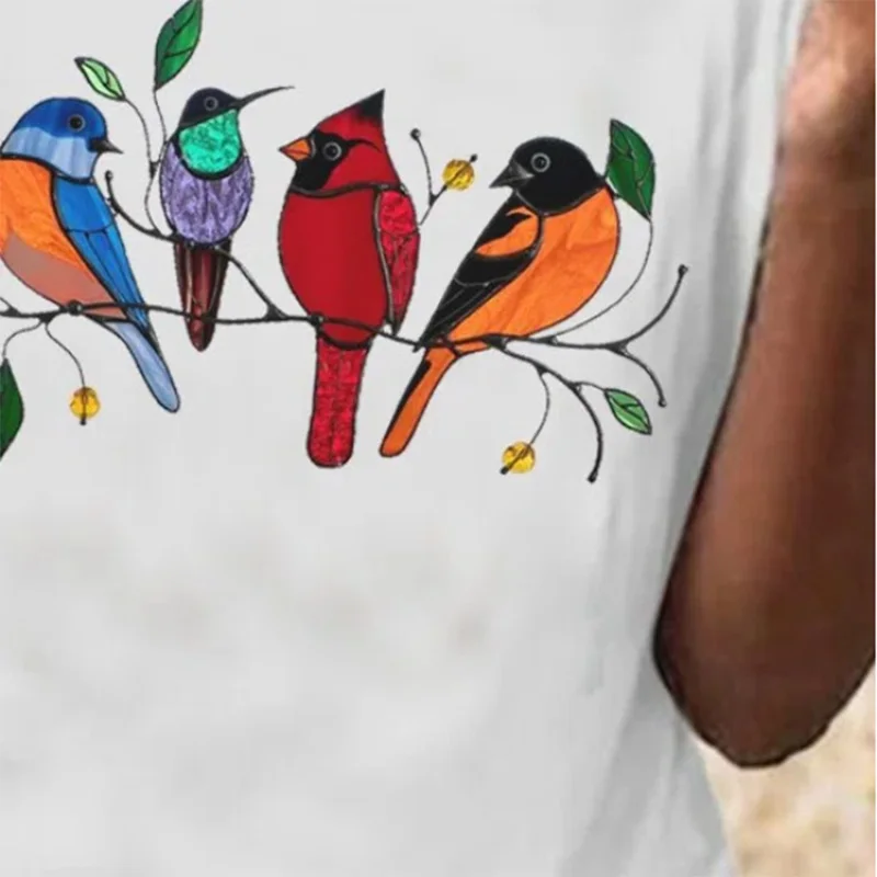 

Crew Neck Animal Cotton-Blend Casual Tshirt