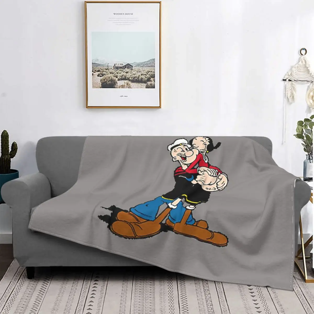 

Popeye-Manta de Arte de Oliva de amor, colcha de cama a cuadros, toalla de playa, manta de пикник, ropa de cama de algodón