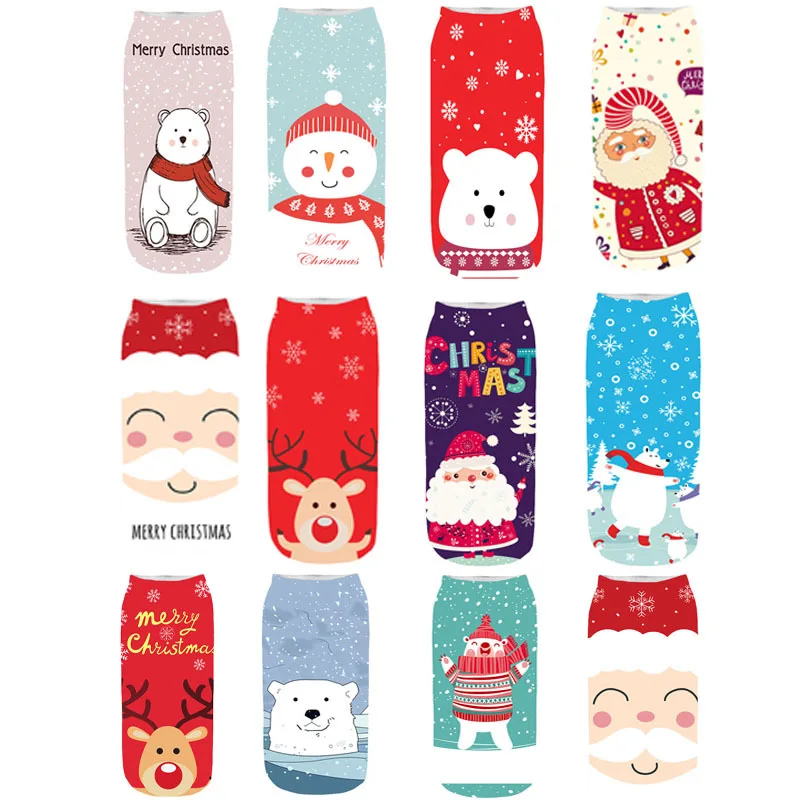 

The latest winter pure cotton straight tube Christmas socks gifts for men and women 3D printing cartoon reindeer Santa Claus sno