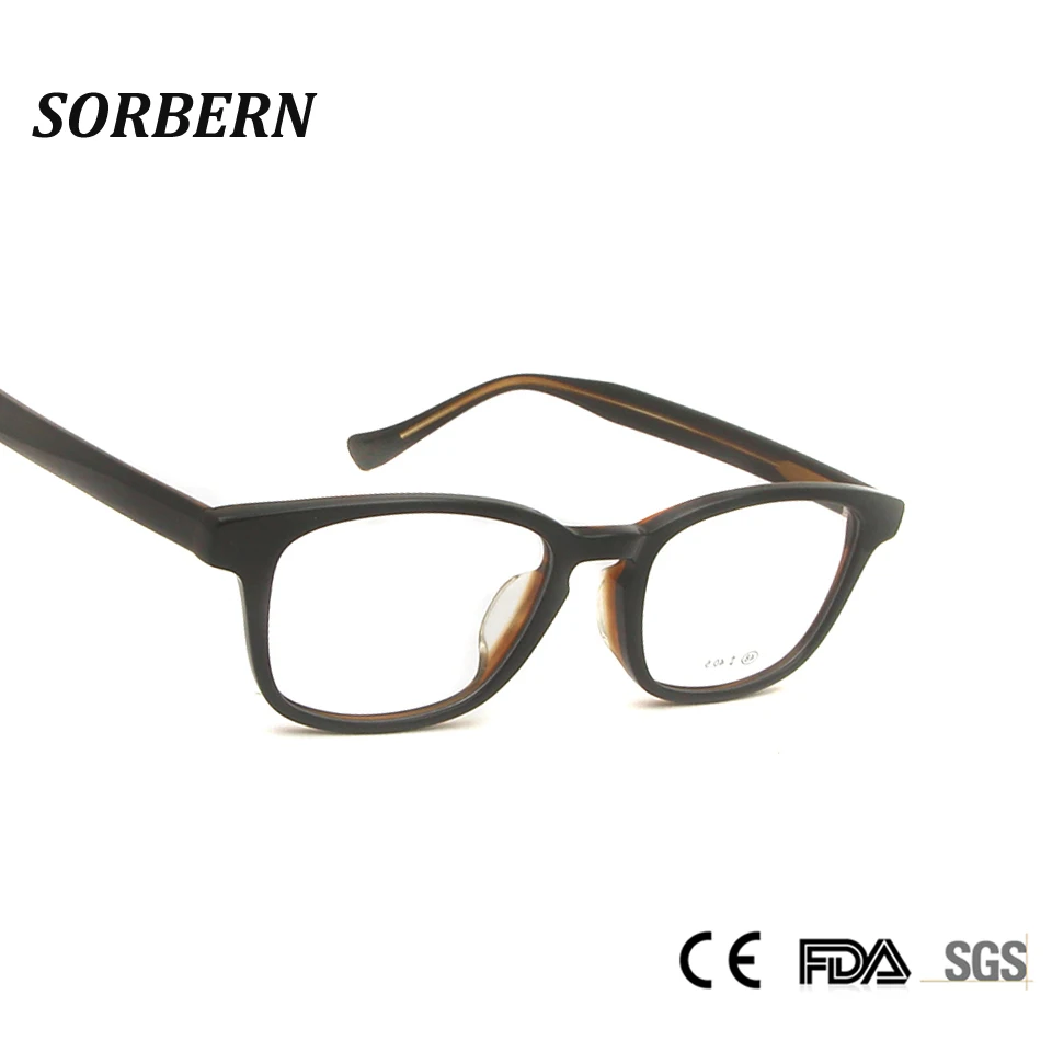 

SORBERN ацетатные очки для близорукости, очки по рецепту, Мужские квадратные очки для умников, классические дизайнерские высококачественные о...