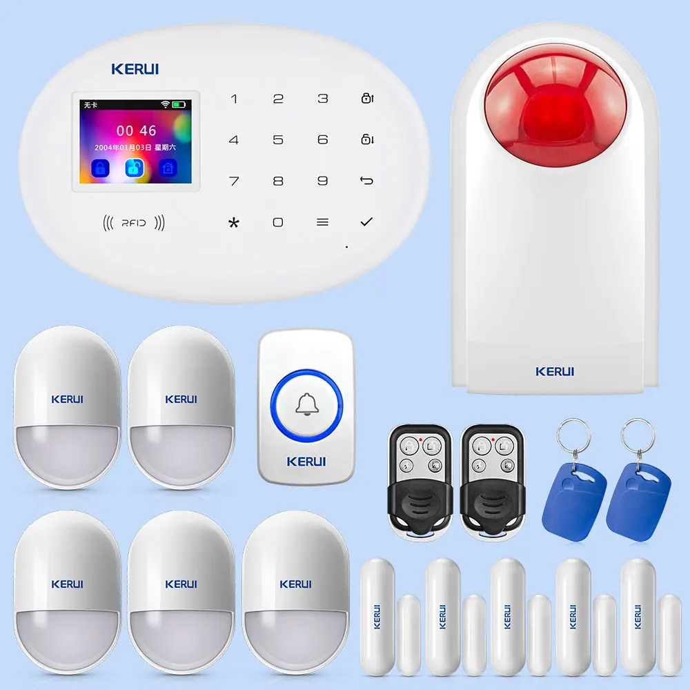 Семейный комплект охранной сигнализации KERUI W20 с пультом дистанционного