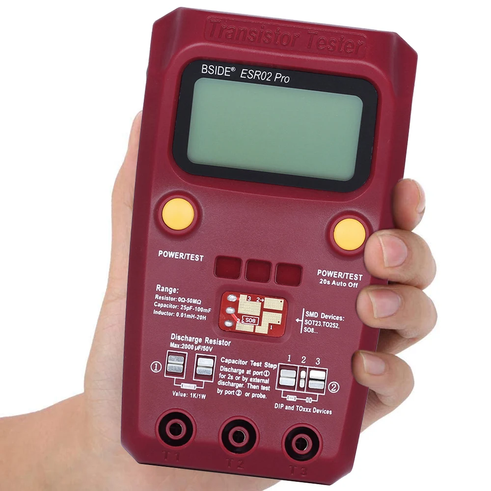 BSIDE ESR02 Pro транзистор ESR/SMD Test er M328 умный диодный Триод Емкость резистор измеритель