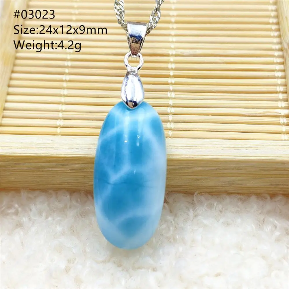 Подлинный натуральный Синий Ларимар кулон от Dominia женский Овальный водный узор