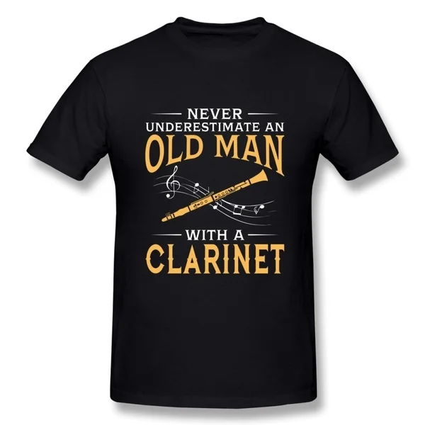 Never Underestimate An Old Man With A Clarinet T Shirt Round Neck T-Shirt