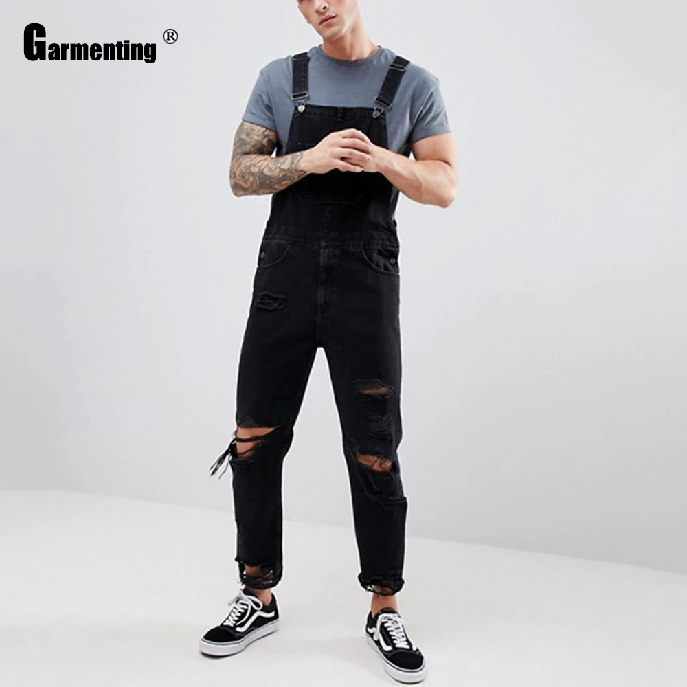 Plus Size 3xl Men Jeans Sexy Demin Jumpsuit Mens Casual Rompers New Trend 2021 Hole Ripped Strappy Playsuit Men Skinny Overalls