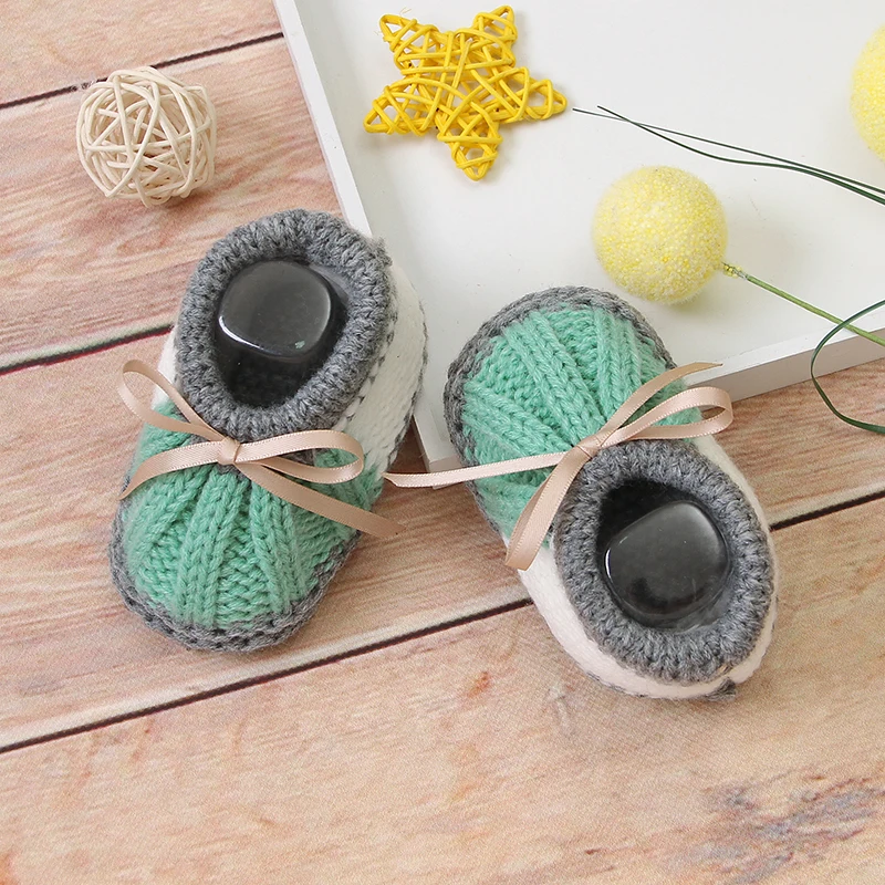 Вязаные ботинки для новорожденных девочек и мальчиков Модные слипоны с