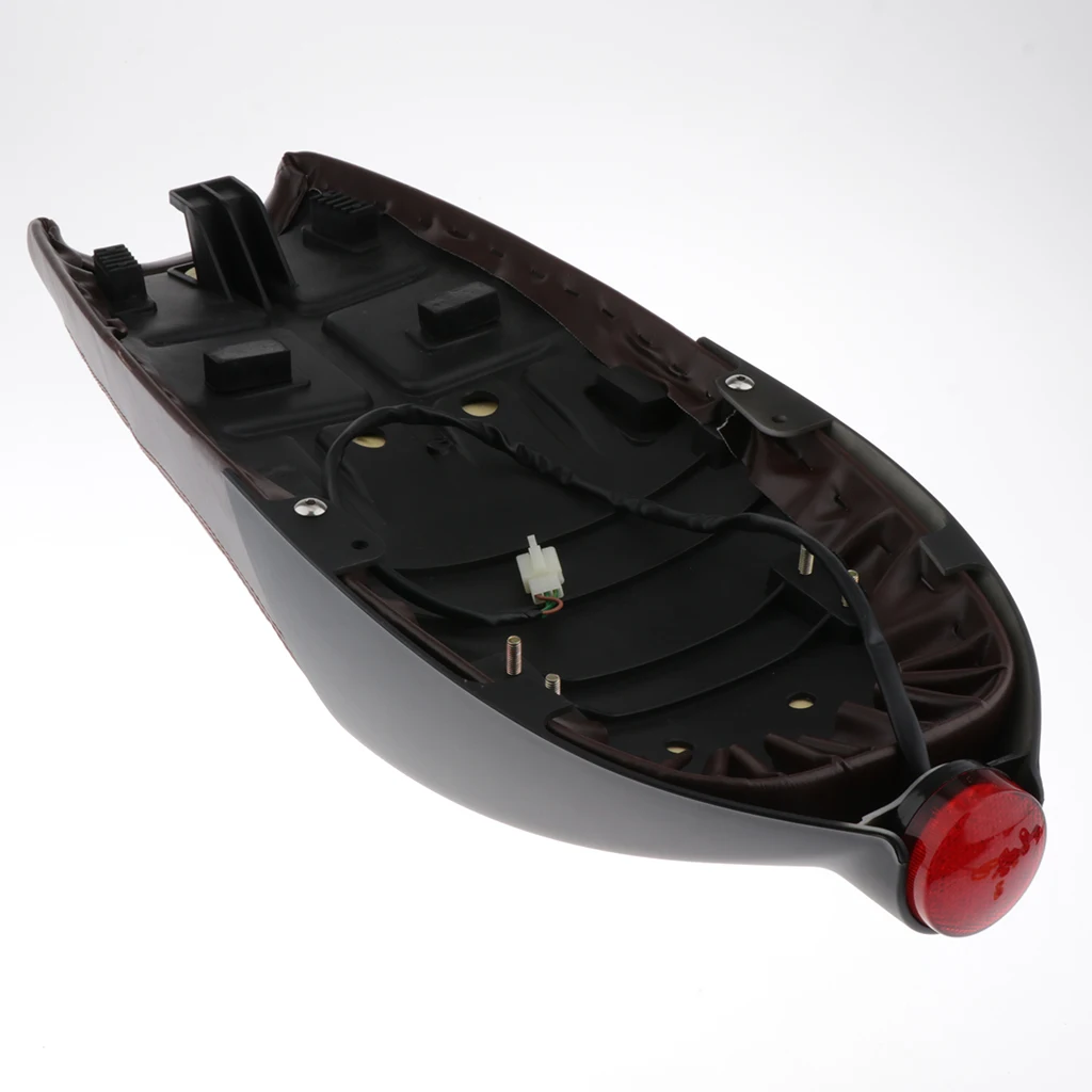 

64cm Long Retro Cafe Racer Vintage Seat Flat Cushion W/ Mount Bracket Brown