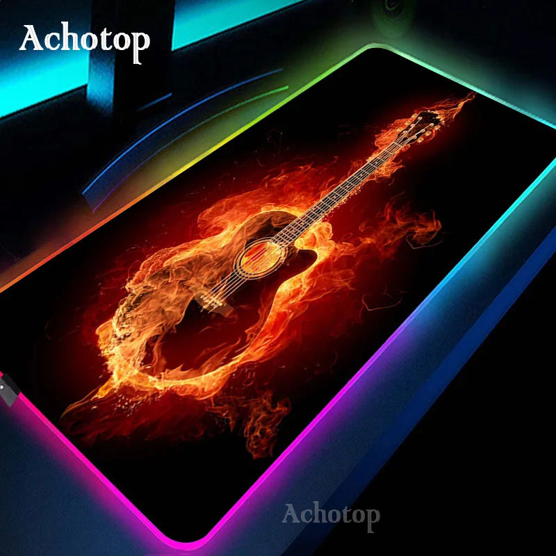 

Guitar Promotional LED Light Gaming Mouse Pad RGB Large Keyboard Rubber Computer Carpet Desk Mat PC Gamer Computer Mouse Pad