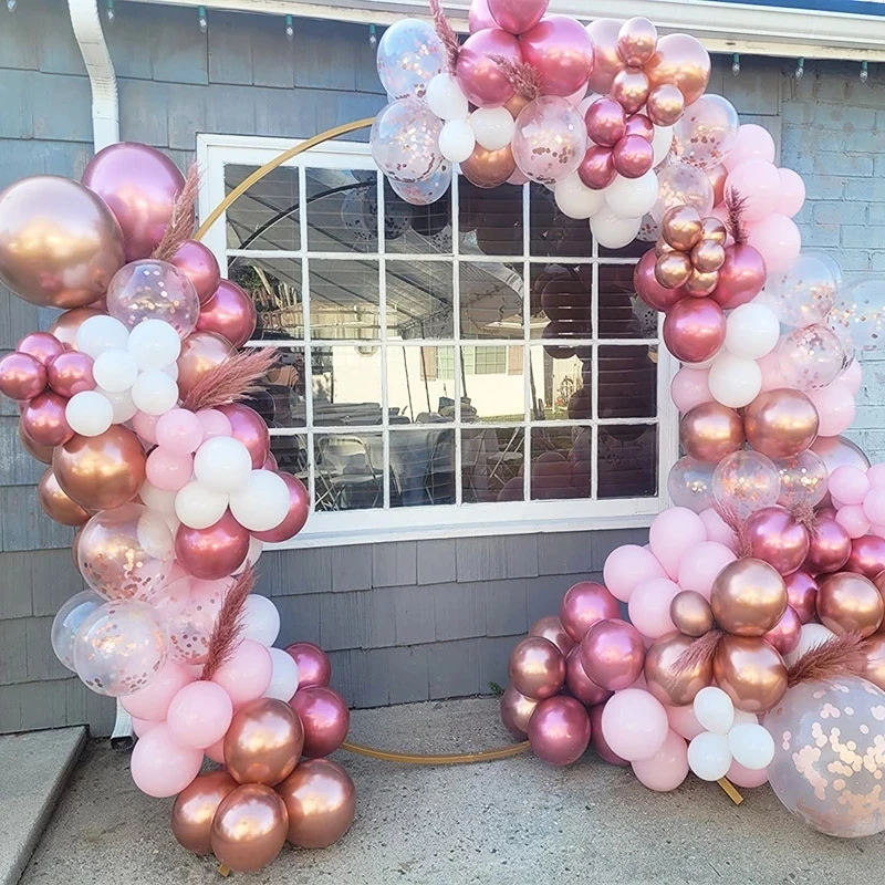 

120pcs Pink Balloons Garland Arch Kit Chrome Rose Gold Balloon For Wedding Birthday Party Decors Anniversary Air Globos Supplies