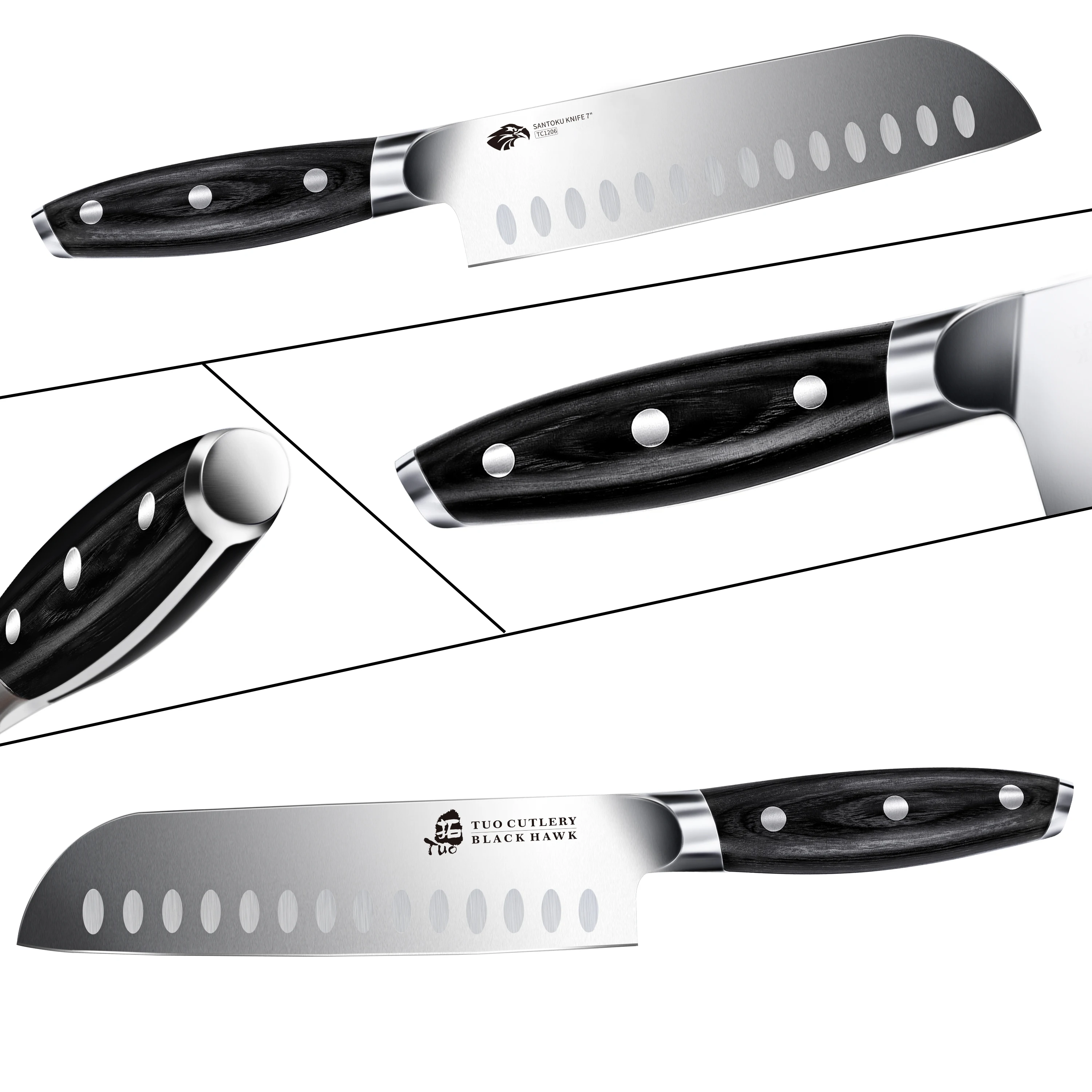 Нож TUO Santoku Профессиональный кухонный нож шеф-повара 7 дюймов из немецкой