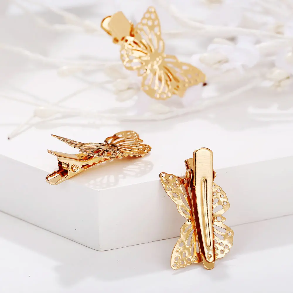 Для женщин и девочек золотой бабочки заколки для волос аксессуары на Рождество с