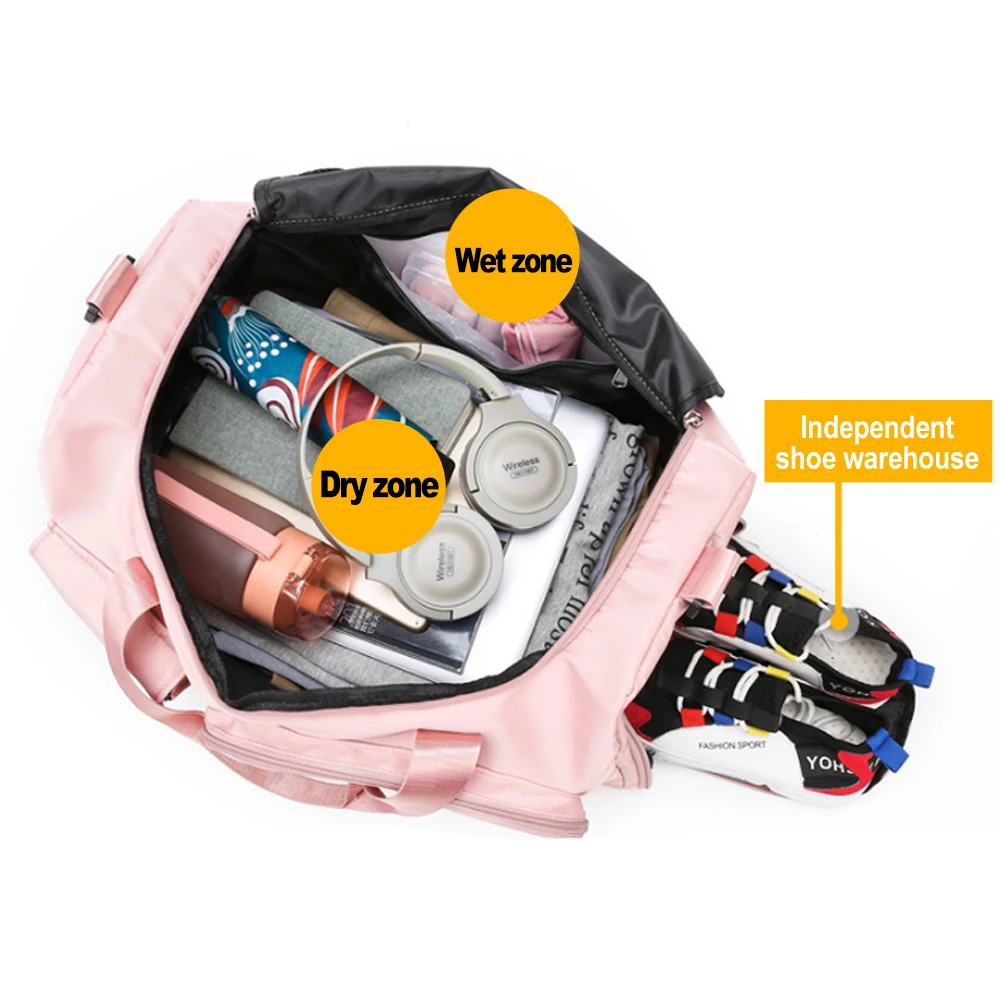 Women's Travel Yoga Handbags Training Sports Gym Bag Waterproof Fitness Crossbody Bags With Shoe Pouch For Trolley Case X265A