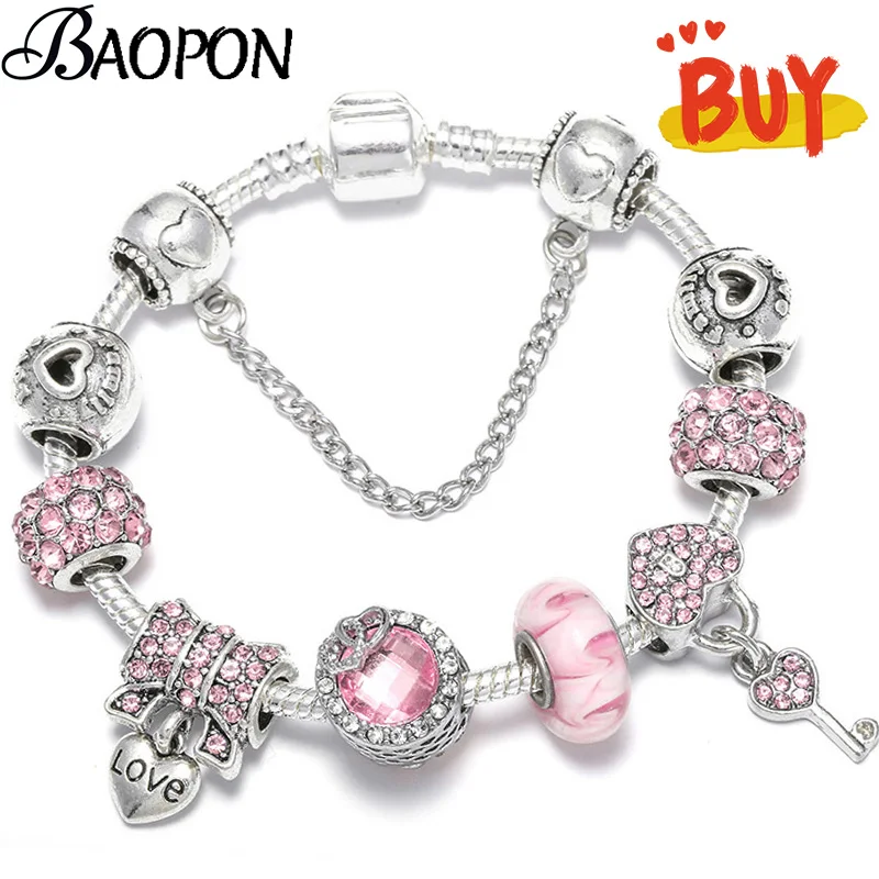 Античные браслеты с брелоком и замком из серебра 925 пробы подходят для женщин пар