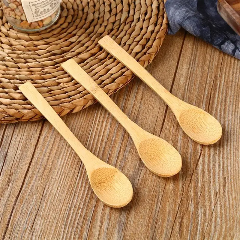 

1Pc Small Mini Wooden Round Bamboo Spoon Soup Tea Coffee Salt Spoon Jam Scoop DIY Kitchen Cooking Utensil Tool Cutlery