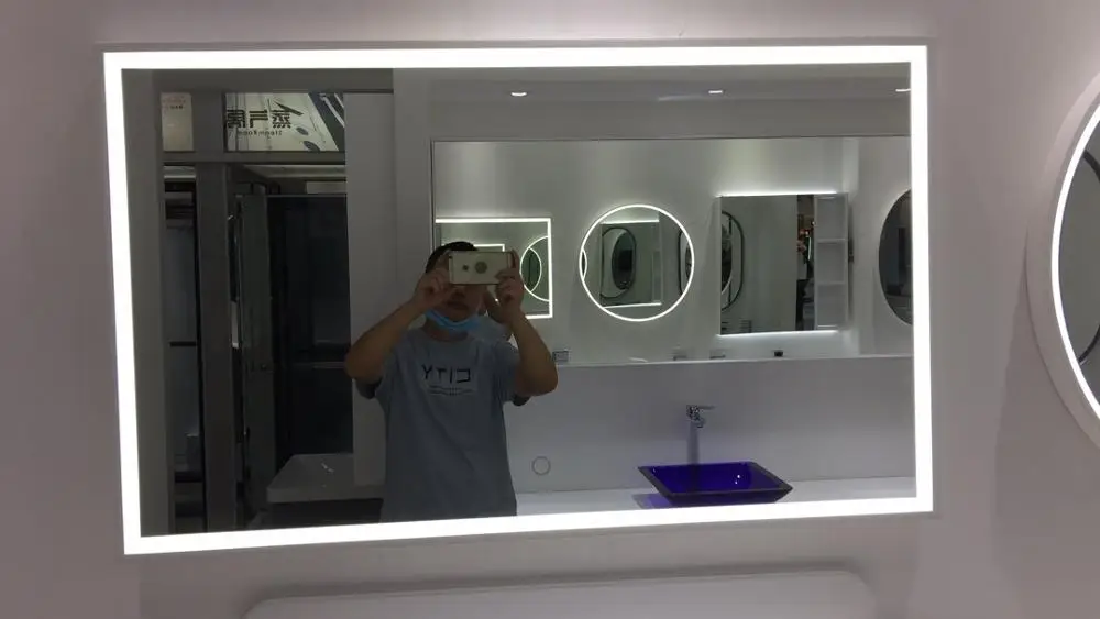 

1000X600mm Rectangular Bathroom Mirror Simple Solid Surface Stone Vanity Cabinet Corian frame Mirror 002