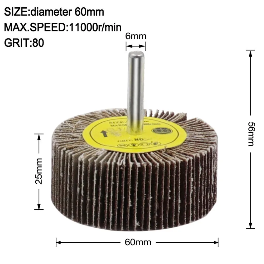 

16-80mm 80 Grit Sanding Flap Wheel Disc Abrasive Grinding Wheel Dremel Accessories Sandpaper Polishing Tools 6mm Shank For Drill