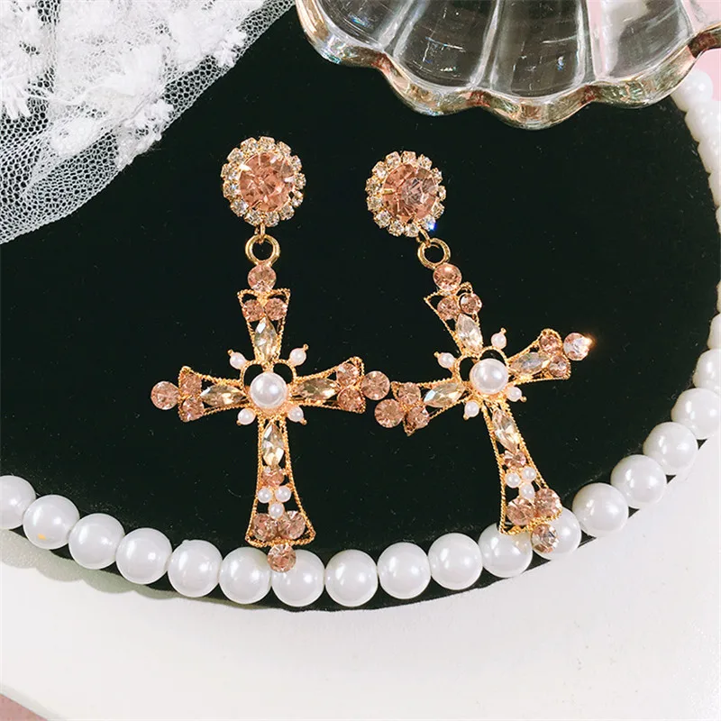 Женские серьги-подвески с кристаллами Винтажные серьги в стиле барокко модные