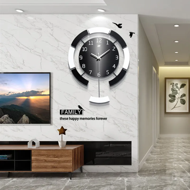 

Simple Nordic Style Living Room Wall Clock Decorative Swing Clock Wooden Retro Home Watch Clock Art Wall Decoration