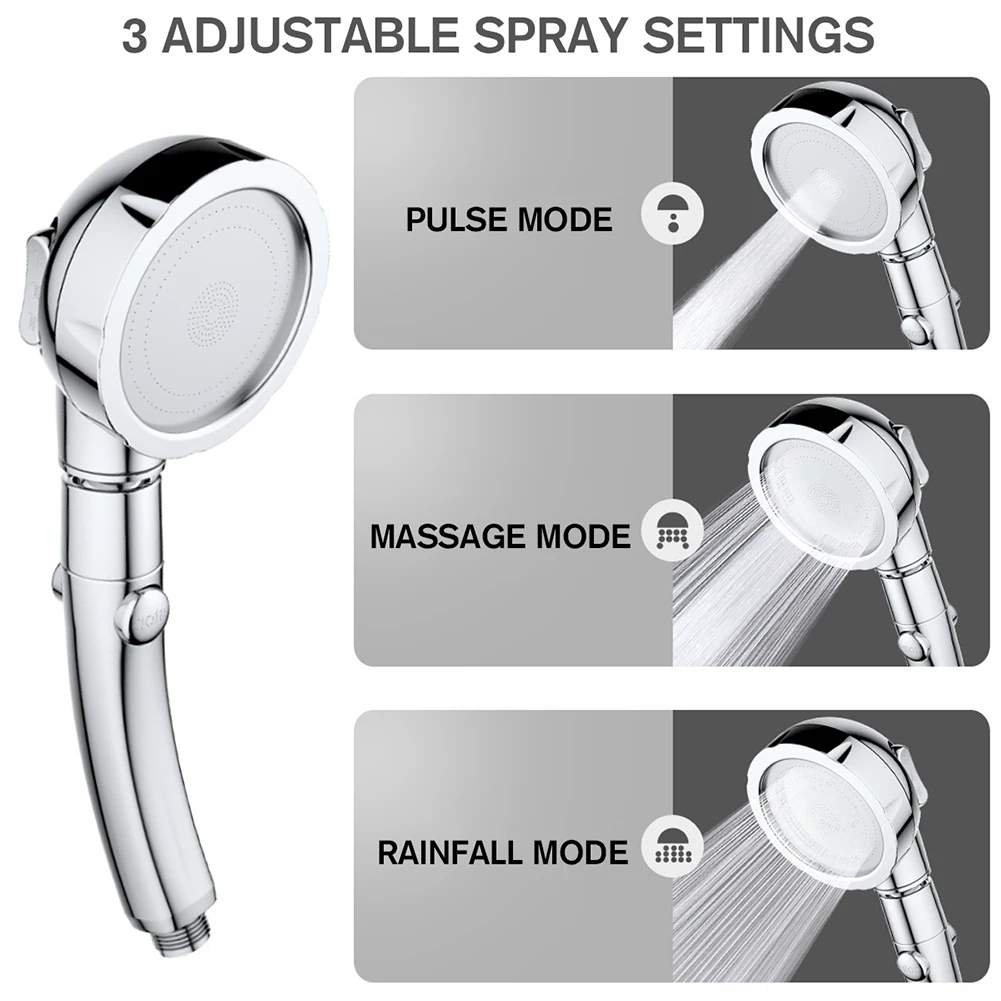 

Portable 360 Degree Rotary 3 Mode Bath Shower Adjustable Jetting Shower Head High Pressure Saving water Bathroom Anion Filter