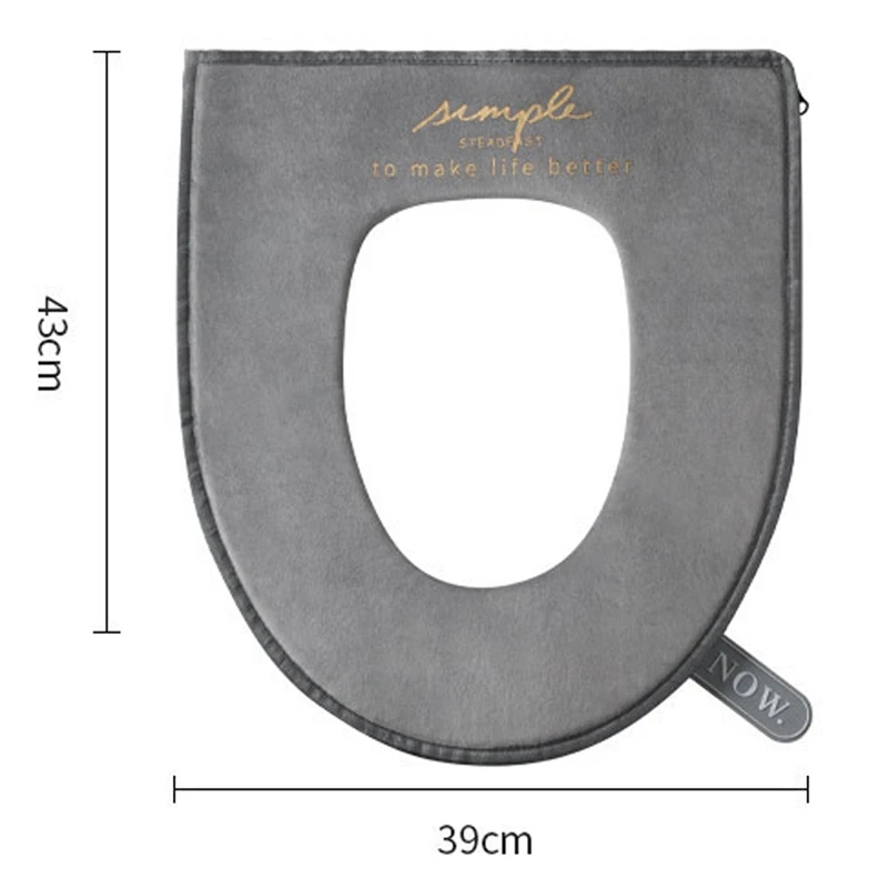 

Household Winter Velvet Soft Toilet Seat Cushion, Toilet Seat Zipper with Handle, Winter Warm Toilet Seat