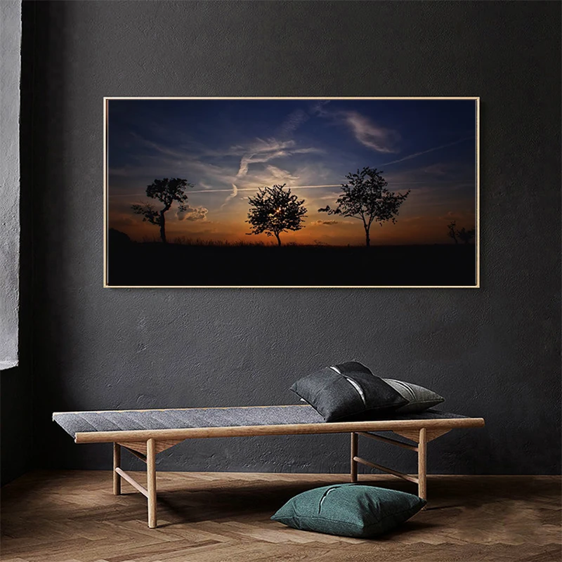 Фон заката освещение в вечернее закате небо Картина на холсте настенная живопись