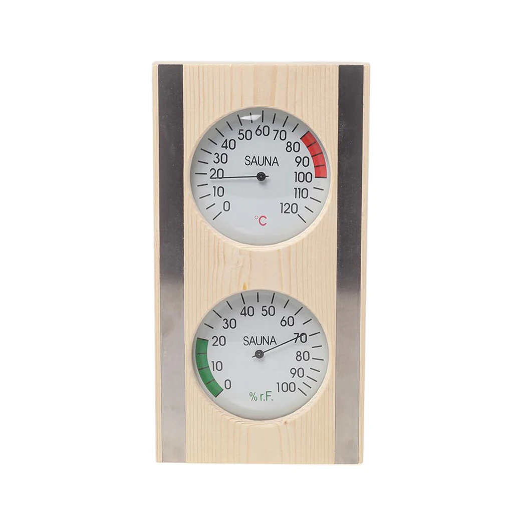 

1pc Pine Wood Sauna Thermometer Hygrometer Vertical Wood Hygrothermograph Indoor Temp&Humidity Measurement