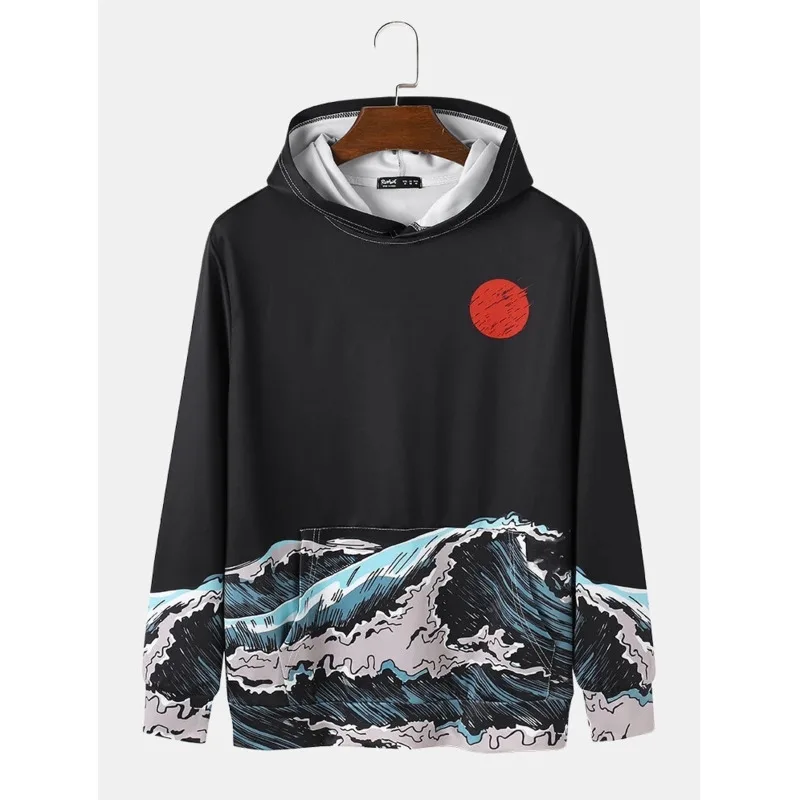 Худи мужское в японском стиле уличная одежда с рисунком загара повседневный