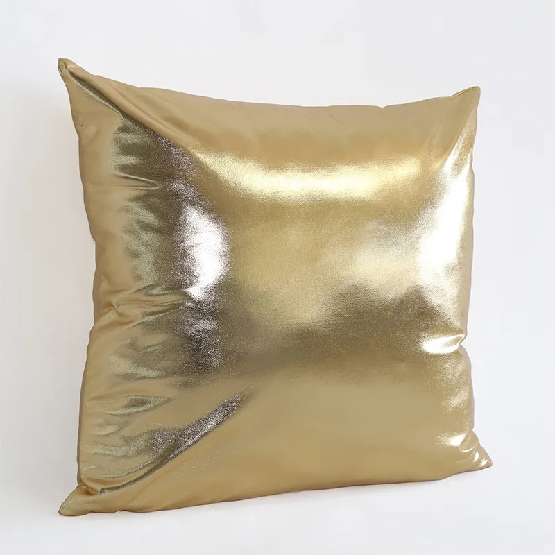 45*45cm Gold Foil Cloth PU Imitation Square Solid Color Cushion Cover Gold Foil Cloth Sofa Car Chair Pillow Cover Home Decor
