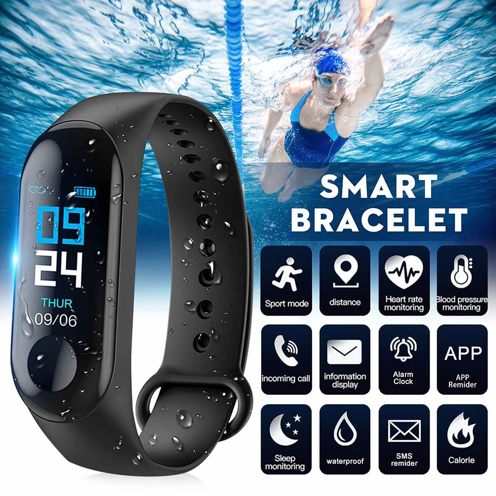 M3 smart sports bracelet P67 waterproof Blood pressure Heart Rate Monitoring Pedometer watch Wristband Fitness Tracker | Мобильные