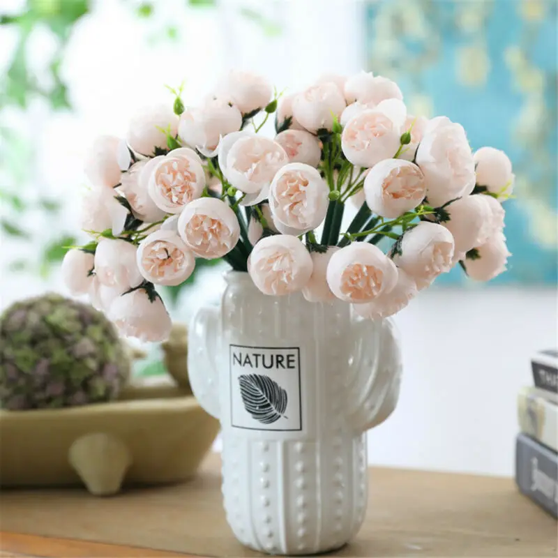 27-Head Rustic Tea Rose Artificial Silk Flower Bouquet Home Hotel Table Decoration Fake for Wedding | Дом и сад