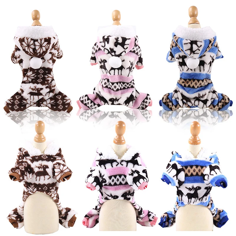

New Cute Autumn And Winter Snowflake Warm Soft Fleece Dog Clothes Pet Dog Dress Pattern Coral Velvet Deer Christmas Puppy Coat
