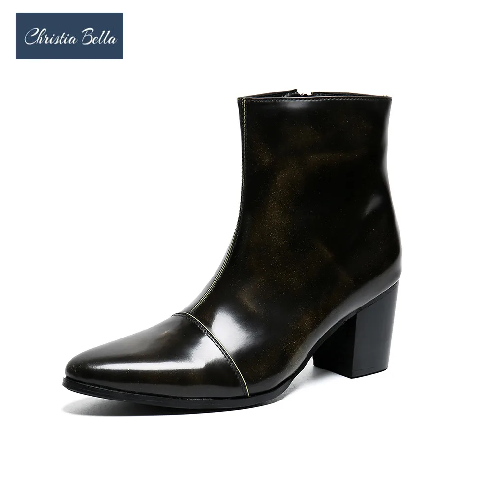 Модная женская обувь на высоком каблуке для мужчин сапоги Цвет коричневый черный