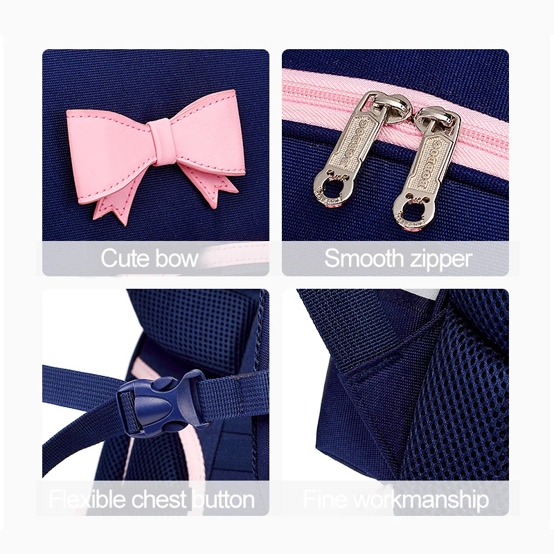 

Pink Sac Enfant School Bags Kids Backpack Girls Cute Bow Kids Bag Oxford Cloth Waterproof for Elementary School Girl Zipper 1kg