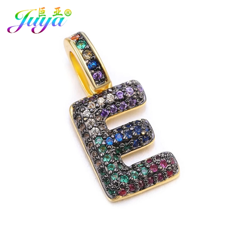 Gold E Juya DIY шнур кожаный вывод многоцветный Циркон с радужным блеском золото 26 буквы алфавита кулоны с надписями поставки - Окраска металла: Gold E