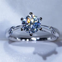 pure 18k white gold 1ct 2ct 3ct round brilliant cut moissanite ring single row drill engagement ring anniversary ring for women
