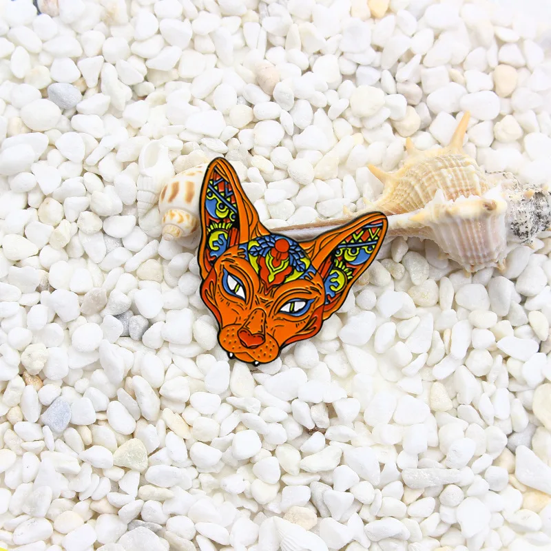 

Orange Hairless Cat Egyptian Cat Brooch Creative Design Tide Cool Hairless Cat Brooch Sphinx Cat Brooch Fashion Accessories