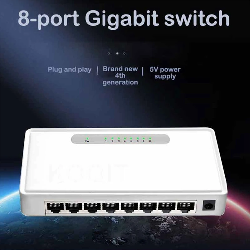 8-портовый гигабитный коммутатор VLAN 1000M настольные компьютеры Ethernet сетевой