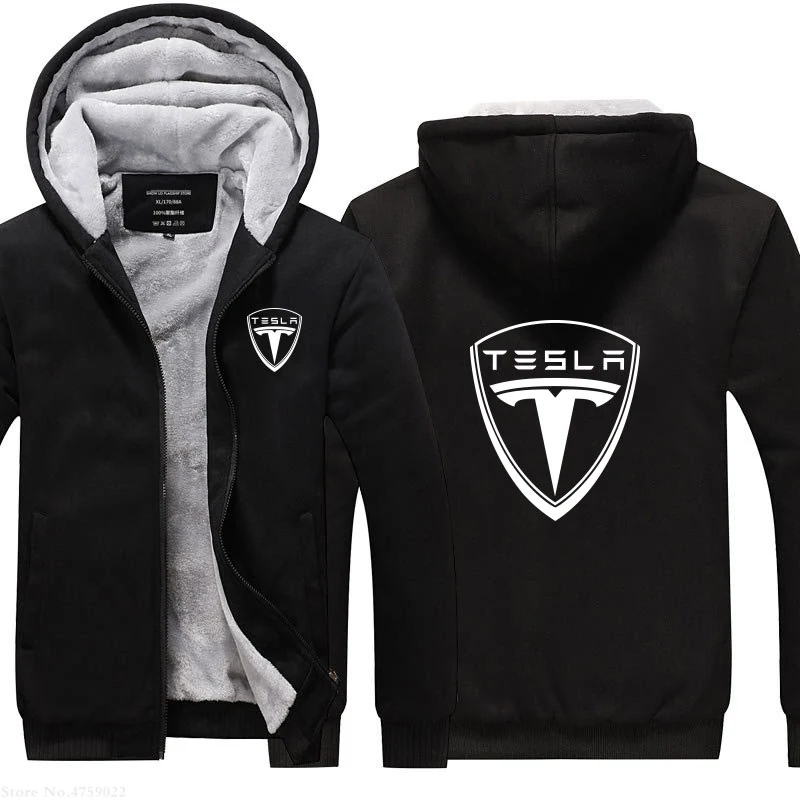 

Men's newcomer winter thickened Tesla Hooded Sweatshirt Jacket long sleeve 5-color closed casual lighting top heavy coat