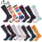 Peonfly пара 1 высокое качество Компрессионные Мужские счастливые дорожные велосипедные нейлоновые эластичные уличные Брендовые спортивные носки для гоночного велосипеда