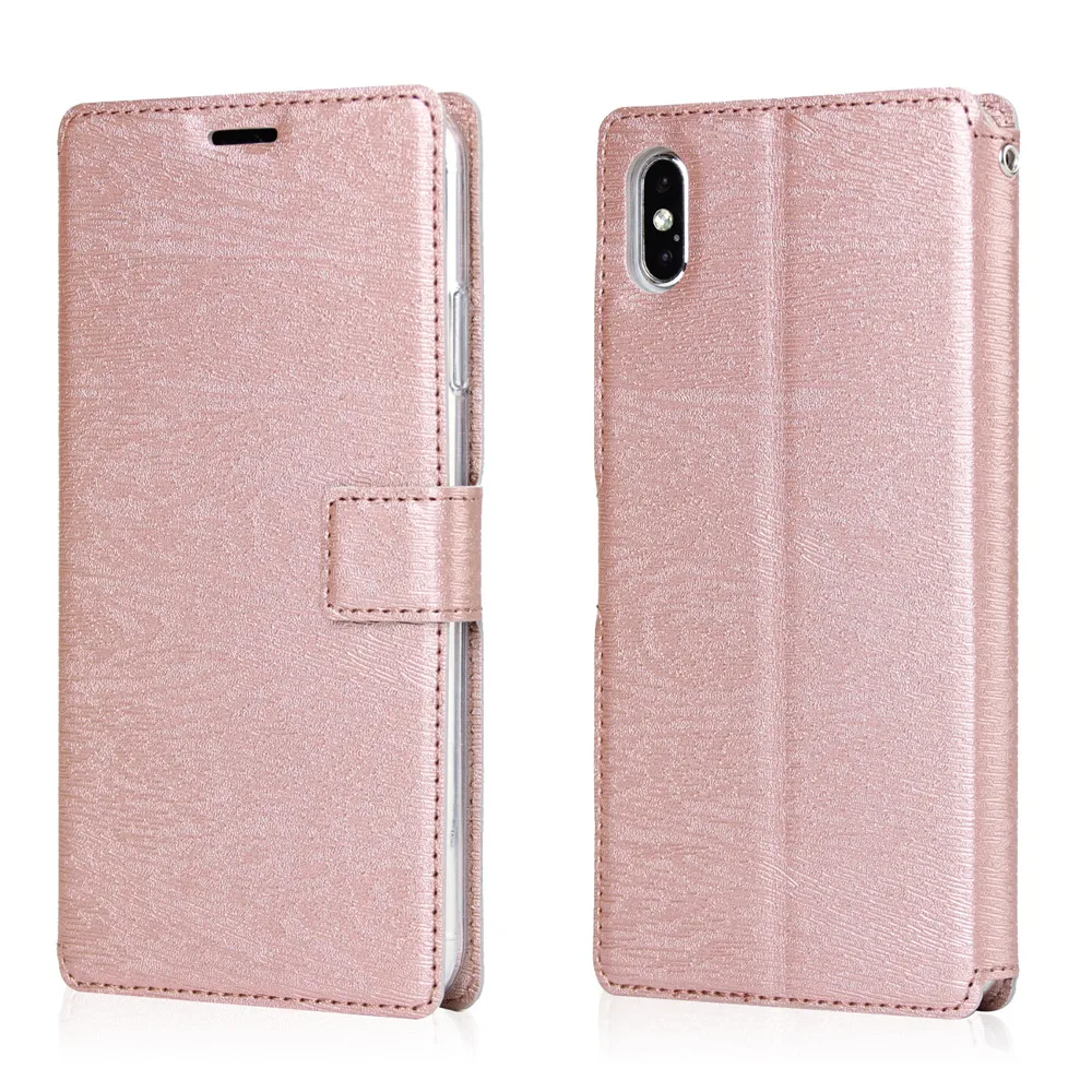 Кожаный чехол Xs с рисунком дерева для iPhone 8, 7, 6, 6S Plus, X, Xr Max, чехол, сплошной цвет, флип-книжка, роскошный бизнес(без логотипа), чехол для телефона - Цвет: Rose gold