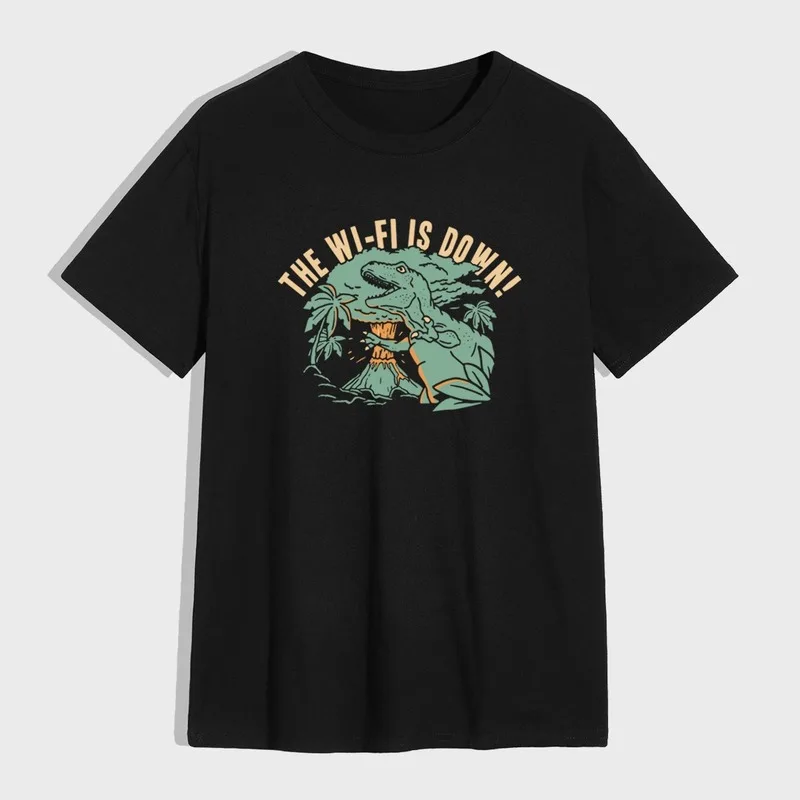 

Men's Casual T-shirt Tee Shirt Cartoon Dinosaurs Funny Print Tshirt O-Neck Short Sleeve Men Tops
