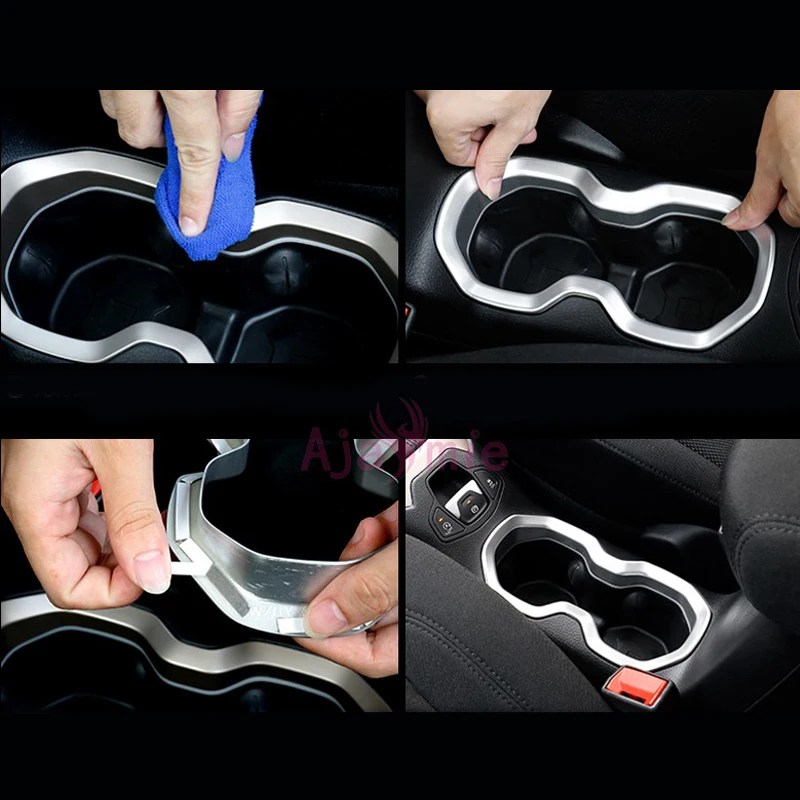 

For Jeep Renegade 2016 2017 2018 Interior Moulding Trim Water Cup Holder Cover Trims Chrome Car Styling Accessories