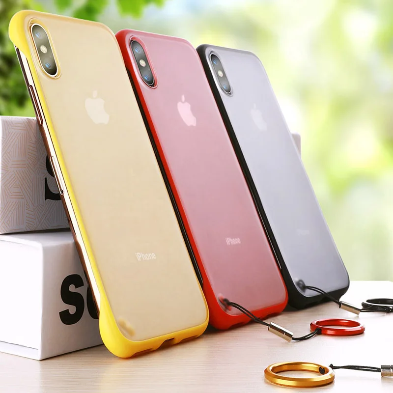 Бескаркасный Прозрачный матовый жесткий чехол для телефона iPhone X 7 6 6S 8 Plus XS Max XR