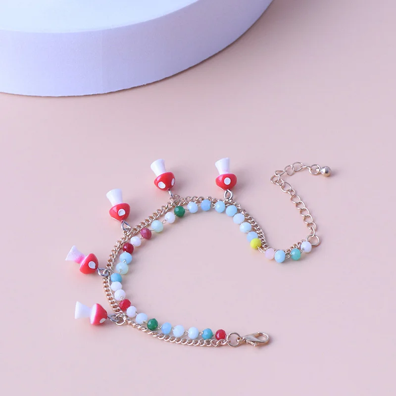 

PUNKI Bohemian Fashion Beaded Pearl Mushroom Bracelet Creative Personality Woven Stretch Bracelet Fashion All-match