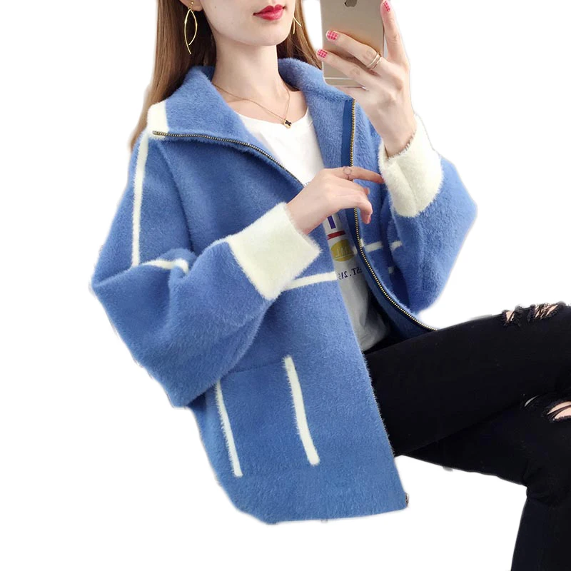 NEW Top Selling Product European Fashion Youth Clothing Fur Outerwear Women Shaggy Coat Imitate Mink Cashmere Short Jacket 2004