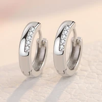 kofsac simple cute shiny zircon temperament hoops girl ear jewelry 925 sterling silver earrings for women party accessories gift