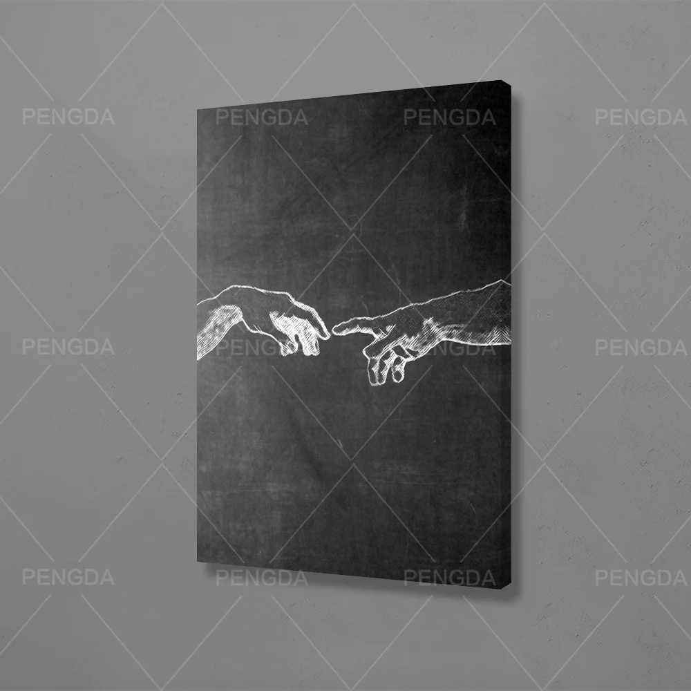 Настенная картина с напечатанным изображением Микеланджело рука Бога плакат на