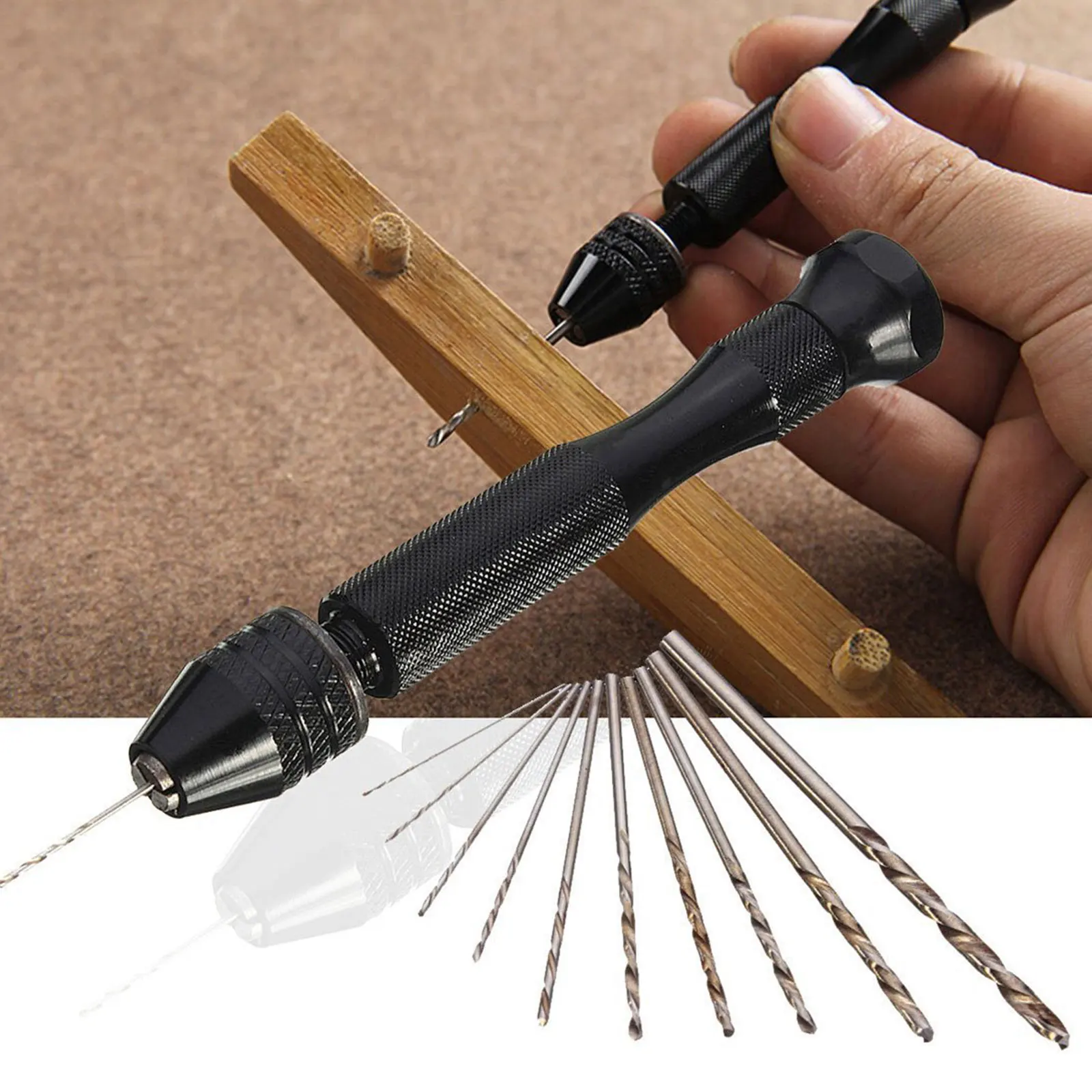 

49pcs Mini Micro Aluminum Hand Drill With Keyless Chuck HSS Twist Drill Bit Woodworking Drilling Rotary Tools Hand Drill Manual